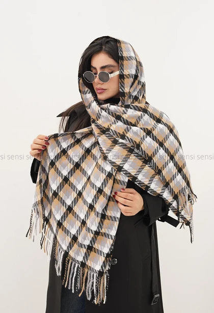 شال 4خونه پیچازی پشمی کد1004701