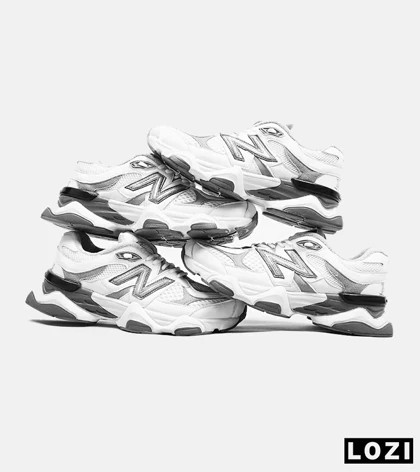 کفش نیوبالانس بزرگ پا سفید طوسی پشت آبی NEW BALANCE 9060 مدل 4217
