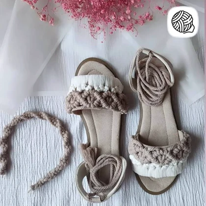 ست تل و صندل زنانه مکرومه بافی مدل فرخ ناز
