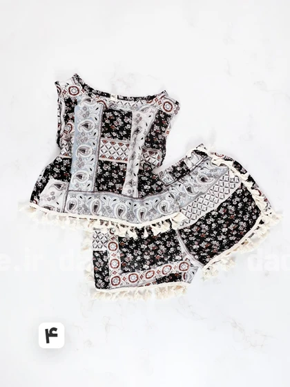 ست تاپ و شورتک نخی طرح سنتی