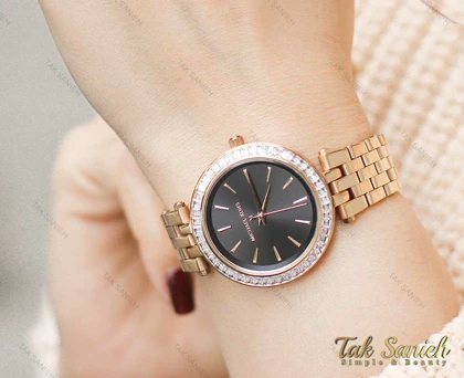 ساعت مچی مایکل کورس زنانه رزگلد نگین‌دار Mk-1493-L