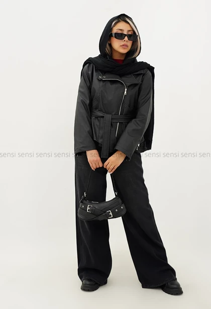 بایکر چرم یقه ایستاده کد1004884