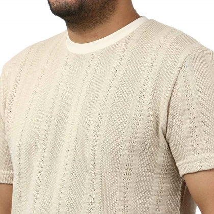 تیشرت آستین کوتاه بافت مردانه سیزر مدل 15512057