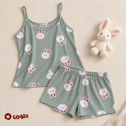 ست تاپ و شلوارک راحتی زنانه مدل خرگوش کیوت کد 6605