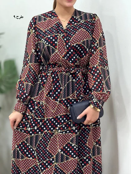 پیراهن بلند حریر آستردار آوا کد 4397