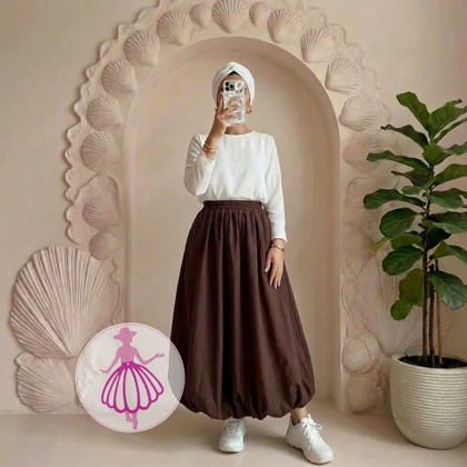 دامن لینن بالونی جیب‌دار بلند در رنگبندی متنوع