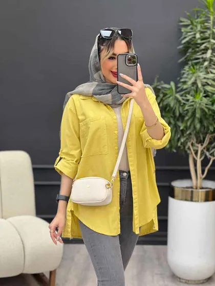 مانتو لینن رنگی بغل پنج دکمه