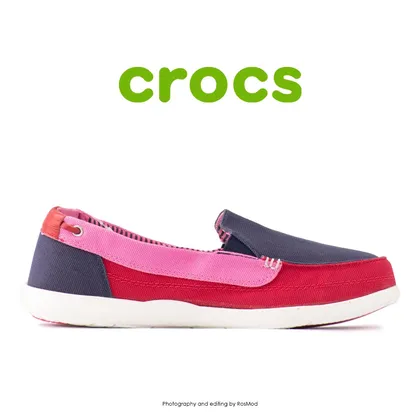 لوفر زنانه کراکس - Crocs Walu Canvas Loafer Nautical Navy/Pepper
