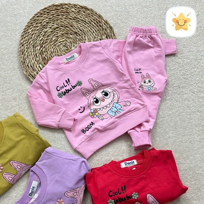 بلوز شلوار دخترانه جنس پنبه لبوبو برند DENIZ مناسب 9 ماه تا 2 سال