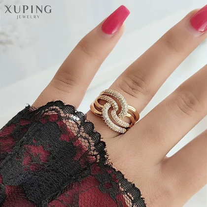انگشتر طرح طلا گره عشق نگین‌دار ژوپینگ با درخشش بی نظیر