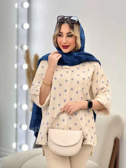 شومیز نچرال طرح گل