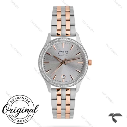 ساعت مچی زنانه کرست مدل 9008-5 دورنگ رزگلد Crest-11218-L