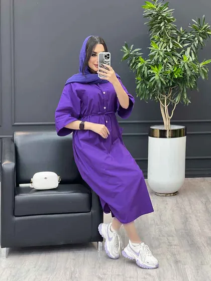 مانتو پیراهنی بلند جلو دکمه