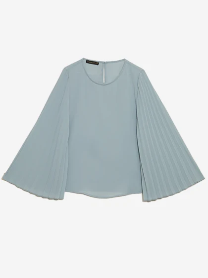 بلوز زنانه کرپ حریر آستین کلوش پلیسه 40103