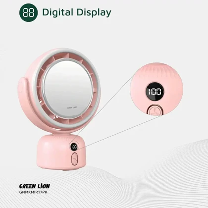 آینه آرایشی و پنکه رومیزی شارژی گرین لاین Green Lion مدل GL-MR17