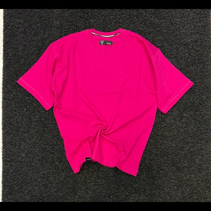 تیشرت اوورسایز صورتی مرجانی پارچه ماکان گرم بالا درجه بک