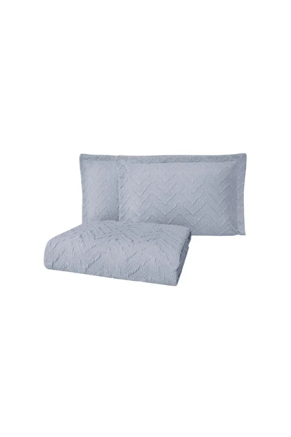 سرویس روتختی دو نفره Yataş مدل Curly پنبه پلی‌استر - آبی