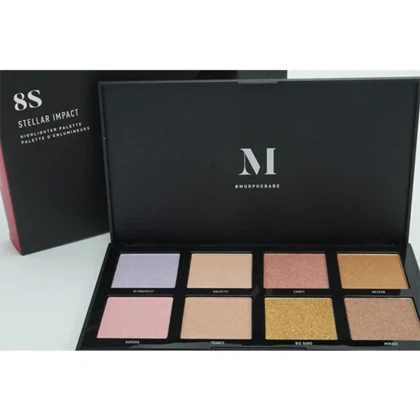 پالت هایلایتر کرمی مورفی مدل Stellar Impact 8S با 8 رنگ درخشان‌کننده، مناسب انواع پوست، حجم 32 گرم