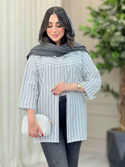 مانتو راه راه برش‌دار صبا
