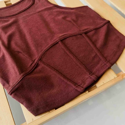 کراپ تاپ قهوه ای زنانه - کد 821