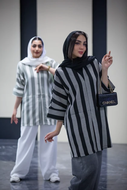 مانتو دوجیب نگار راه راه