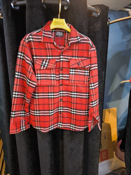 پیراهن پشمی باکسی طرح وینتیج قرمز مشکی کد 872