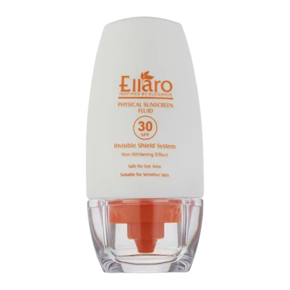 ضد آفتاب فیزیکال بی‌رنگ الارو Ellaro مدل Physical Fluid SPF30 مناسب پوست حساس حجم 50 میلی‌لیتر