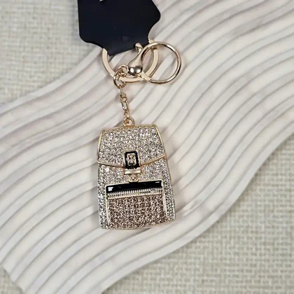 چارم بگ کیف نگین‌دار گلد کد 6262