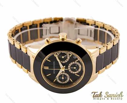 ساعت زنانه رومانسون سه موتوره سرامیکی مشکی طلایی Romanson-2864-L