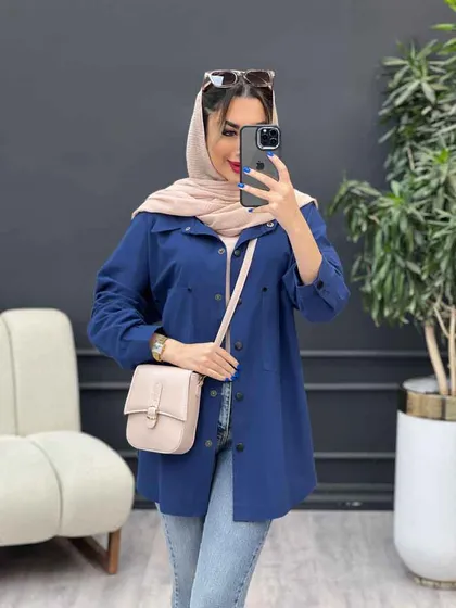 مانتو لینن دو جیب پایین هلال آلا