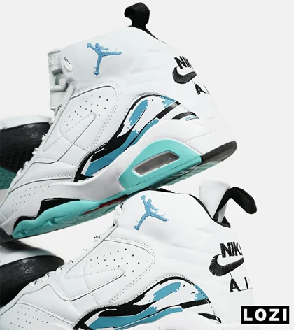 کفش کتانی ساق‌دار مردانه سفید آبی Nike air jordan 5 v02