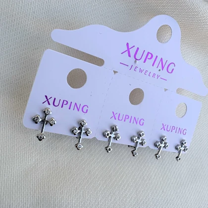 گوشواره صلیب نگین‌دار سیلور ژوپینگ