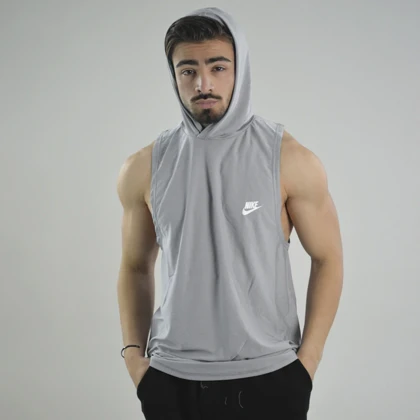 رکابی کلاهدار ورزشی مردانه نایک مدل VHD-Dri Fit-4K1003 طوسی روشن