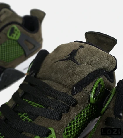 کتانی ساق‌دار زنانه و مردانه سبز زیتونی Nike air jordan 4 مدل 6469