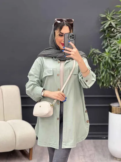 مانتو جیب نما بغل سه دکمه