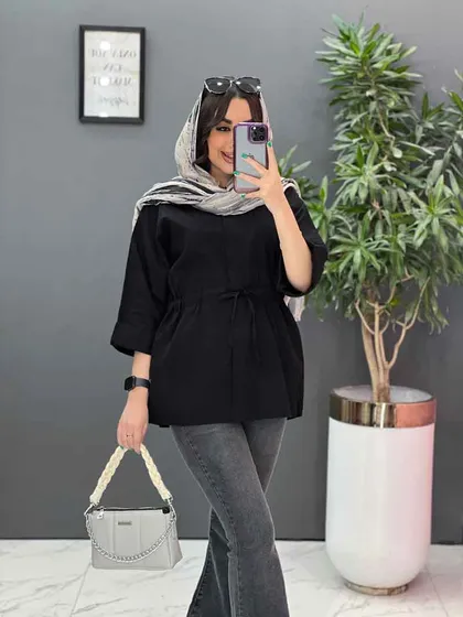 مانتو لینن دکمه مخفی کمرگت