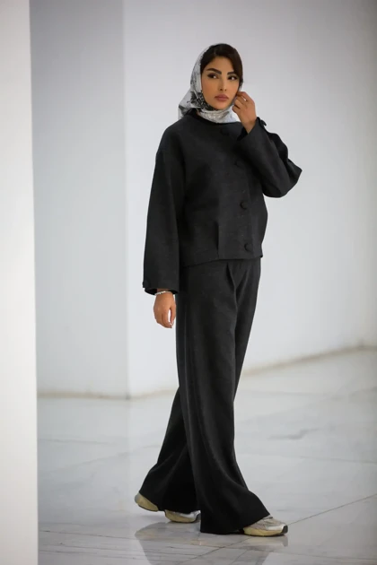 کت کراپ دخترانه مچ دکمه دار