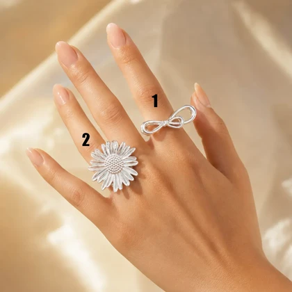 انگشتر فانتزی نقره‌ای زنانه کد 352