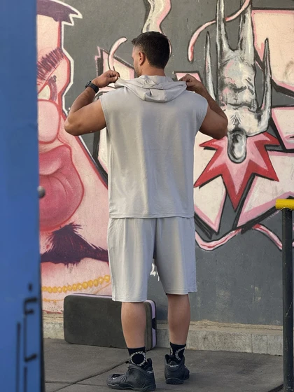 ست هودی و شلوارک نیم زیپ نایک پنبه