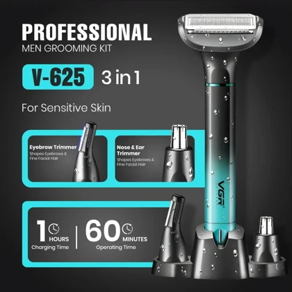 ماشین اصلاح بدن سه کاره وی جی آر VGR مدل V-625 ضد آب شارژی