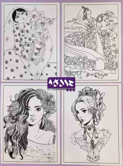 پک رنگ آمیزی بزرگسالان مدل ژینا