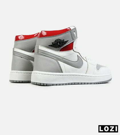 کفش کتانی مردانه و زنانه ساق‌دار سفید طوسی قرمز NIKE jordan 1 مدل 8344