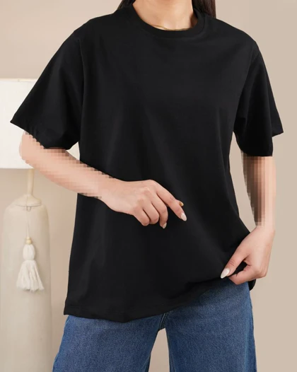 تیشرت ساده سفید مشکی کد 29058