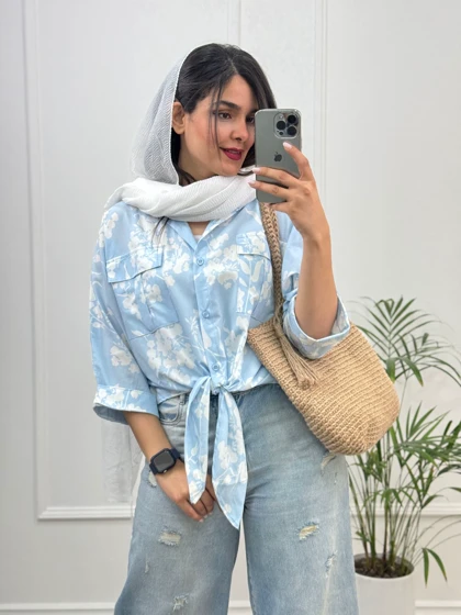 شومیز گره‌ای گلی