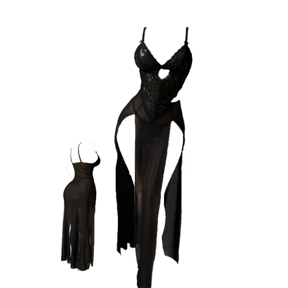 لباس خواب فانتزی بلند مشکی برند فلوریا کد 038