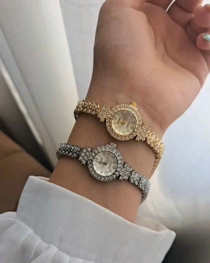 ساعت مچی زنانه نگین‌دار رنگ ثابت خاص وجذاب