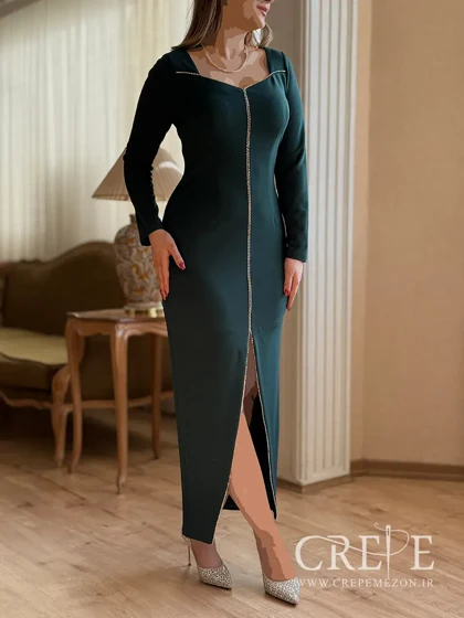 پیراهن کرپ دالقیچ نواردوزی