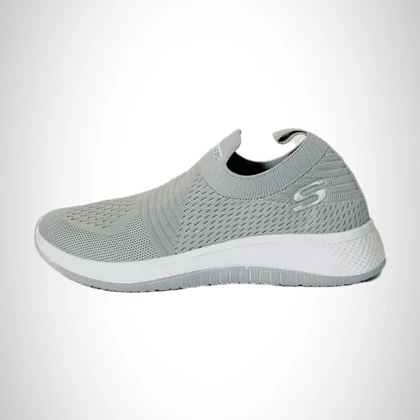 کتانی زنانه اسکیچرز بافتی طوسی روشن