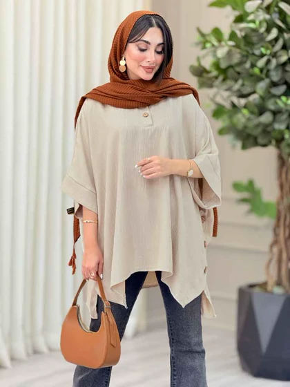 مانتو پانچ یقه دو دکمه هیما