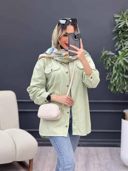 مانتو کتان زاپ‌دار دو جیب پاکتی